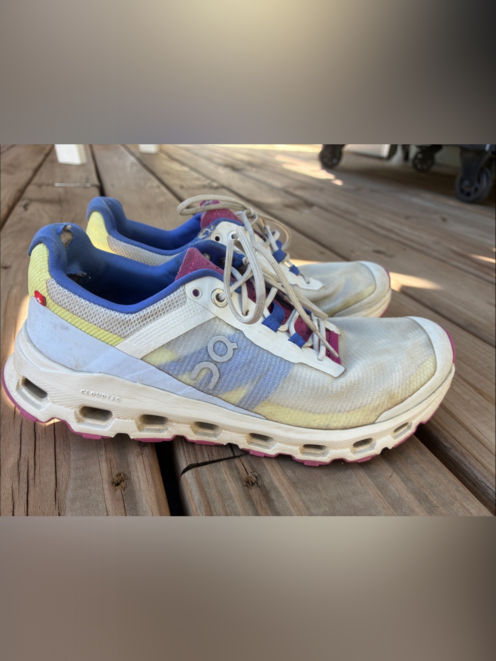 On Running Cloud Vista Women's Sneakers - White / Blue / Yellow / Pink